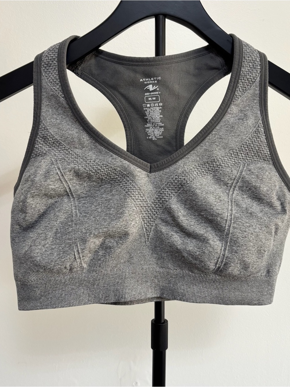Athletic Works Gray Seamless Racerback Sports Bra